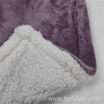 solid flannel and sherpa fleece composite fleece blanket for winter